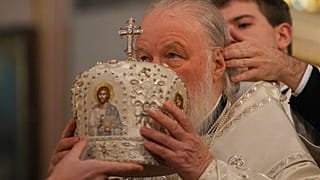 Russian Orthodox Church Patriarch Kirill prepares to conduct an Orthodox Epiphany service at the Epiphany Cathedral in Moscow, Russia, Thursday, Jan. 19, 2023