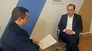 Ο υποψήφιος Πρόεδρος της Κυπριακής Δημοκρατίας, Νίκος Χριστοδουλίδης, και ο απεσταλμένος του euronews στην Λευκωσία, Απόστολος Στάικος