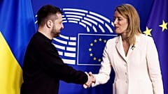 Volodymyr Zelensky et Roberta Metsola ont écouté ensemble l'hymne européen avant de rejoindre le sommet.