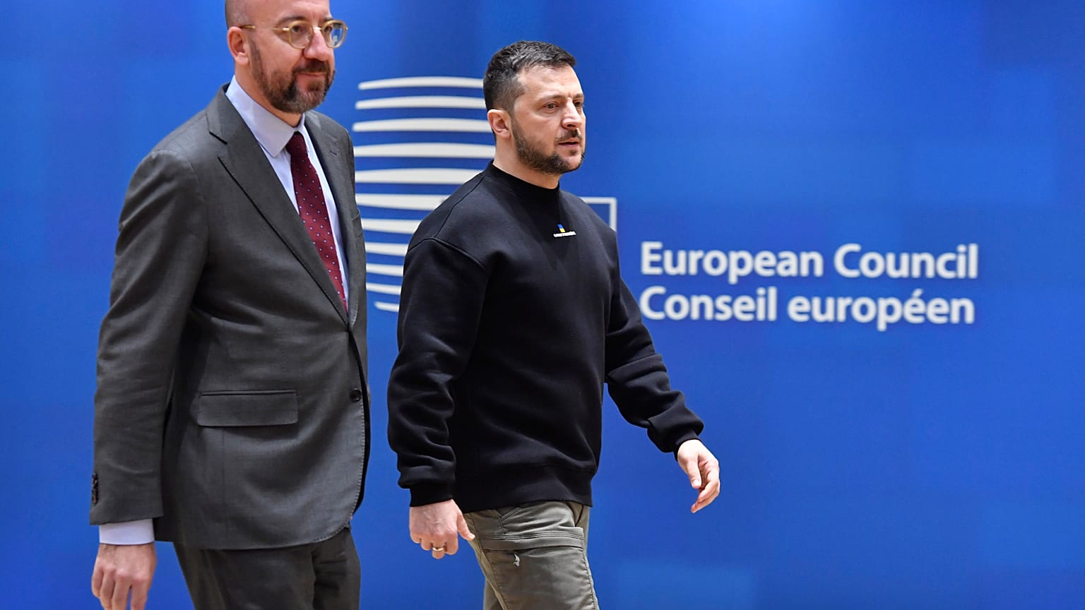 EU-Ratspräsident Charles Michel und der ukrainische Präsident Wolodymyr Selenskyj in Brüssel