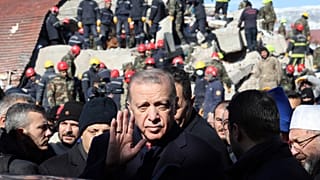 Le président turc Recept Tayyip Erdogan dans la ville de Kahramanmaras, dans le sud-est de la Turquie le 8 février 2023.