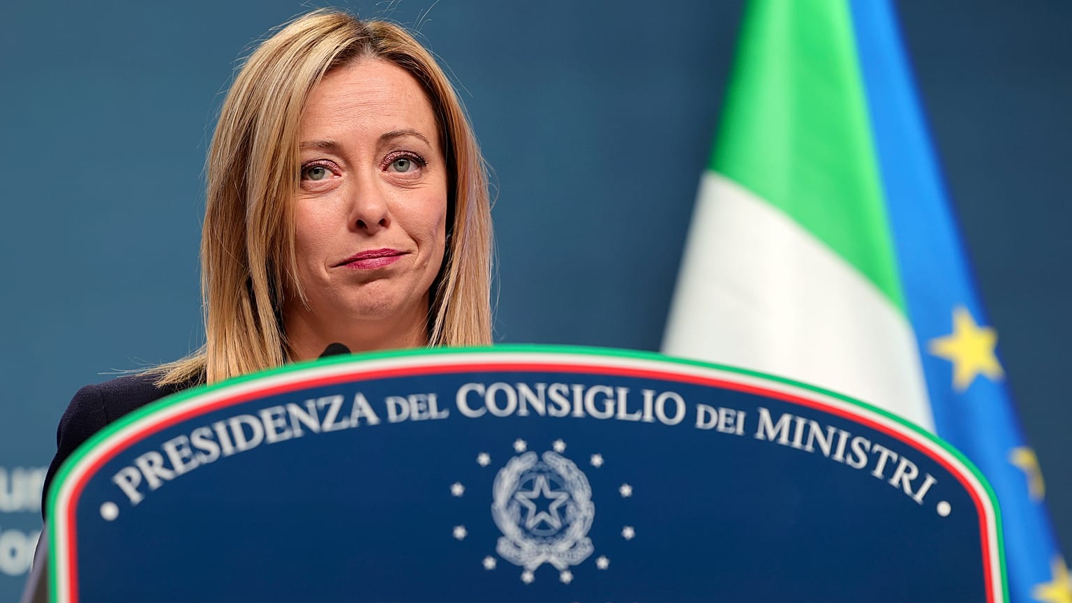 Giorgia Meloni, primera ministra de Italia, en la cumbre de Bruselas (Bélgica). 