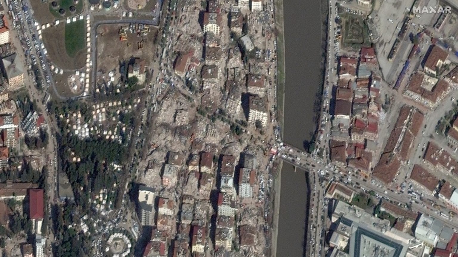 Zerstörte Gebäude in Antakya, 9. Februar 2023