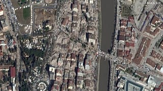 Zerstörte Gebäude in Antakya, 9. Februar 2023