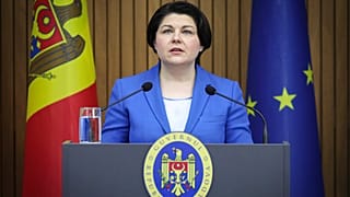 Natalia Gavrilita annonce sa démission du gouvernement moldavie, le 10 février 2023 à Chisinau.