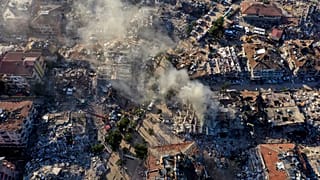 Des bâtiments détruits vus d'en haut à Antakya, dans le sud-est de la Turquie, jeudi 9 février 2023. 