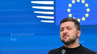 Volodymyr Zelenskyy, Presidente da Ucrânia, em conferência de imprensa no âmbito de um Conselho Europeu, em Bruxelas, Bélgica