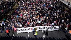 Manifestation à Madrid, en Espagne, pour la défense du système public de santé, le 12.02.2023.