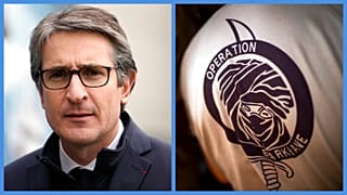 Sebastien Lecornu francia védelmi miniszter / A Barkhane-küldetés logója