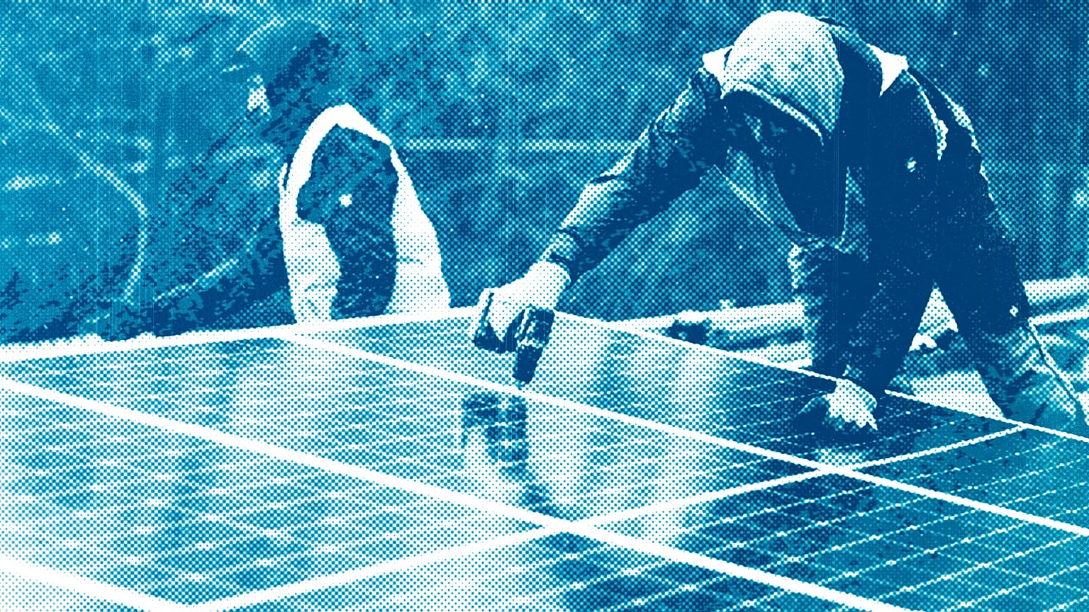 Solar panels are installed at a floating photovoltaic plant on a lake in Haltern, Germany, on 1 April 2022. 