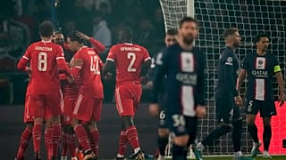 FC Bayern München bejubelt das Tor des Abends von Kingsley Coman