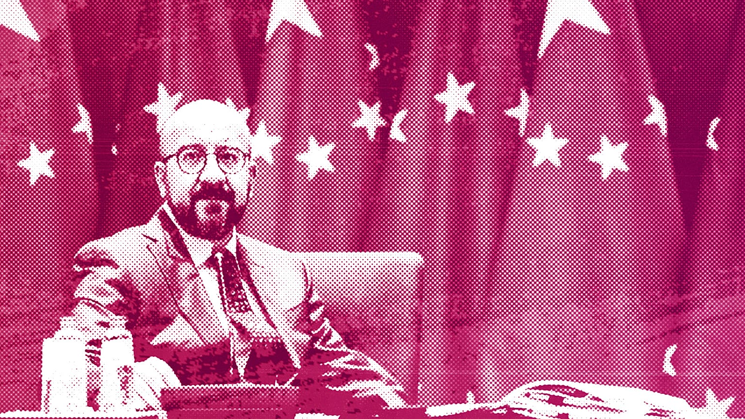 European Council President Charles Michel arrives to meet with Chinese President Xi Jinping via videocall during an EU China summit in Brussels, 1 April 2022