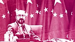 European Council President Charles Michel arrives to meet with Chinese President Xi Jinping via videocall during an EU China summit in Brussels, 1 April 2022