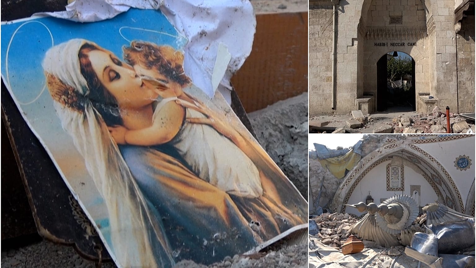 In ancient Turkish city of Antakya, historic places of worship reduced to rubble after quake.
