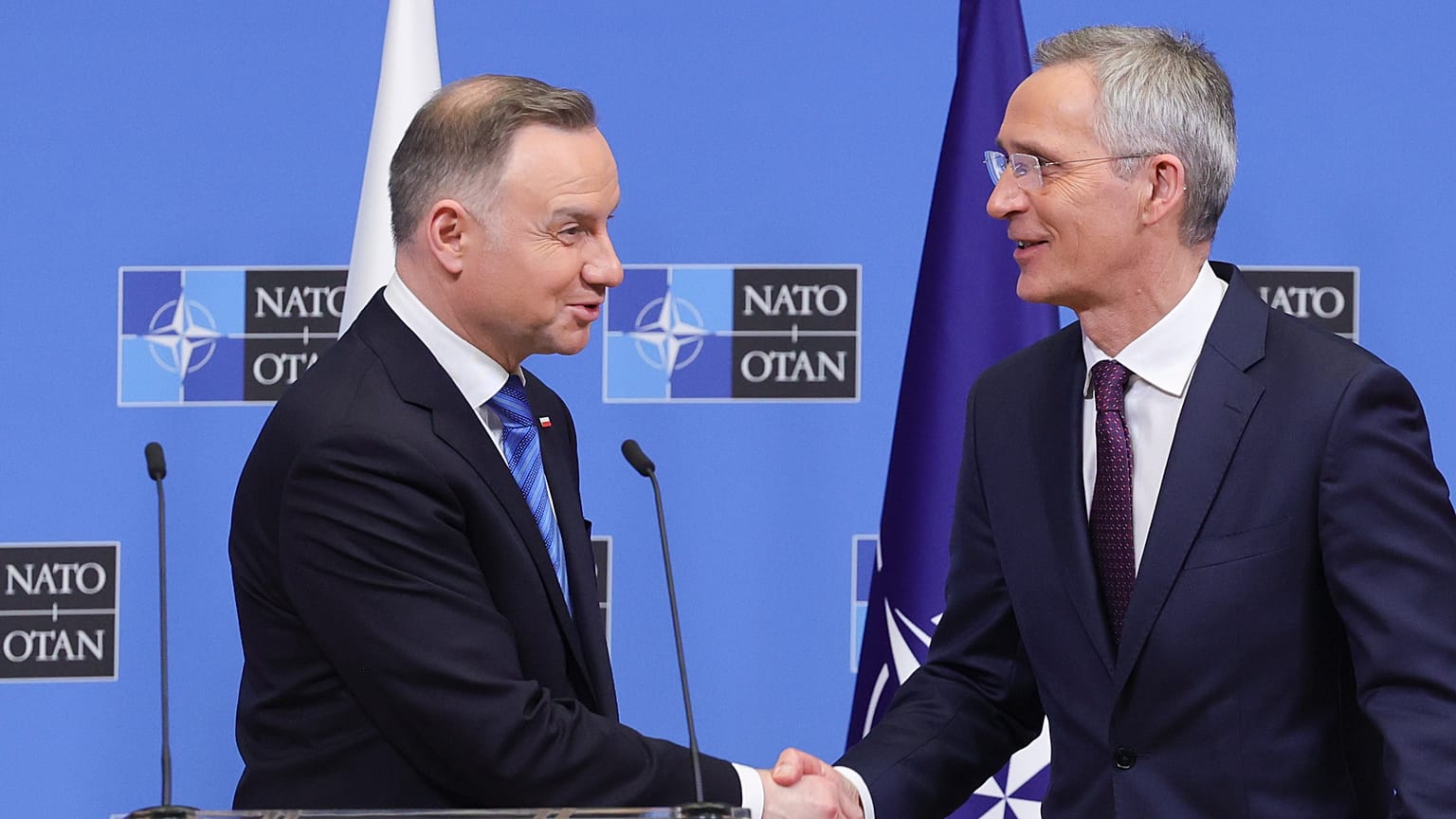 Встреча президента Польши Анджея Дуды и генсека НАТО Йенса Столтенберга в Брюсселе. 15 февраля 2023 года