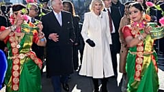 Britain's King Charles III and Camilla, the Queen Consort visit Brick Lane in east London, Wednesday Feb. 8, 2023