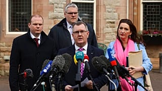 Jeffrey Donaldson, leader del Democratic Unionist Party (DUP). Belfast, 17.2.2023