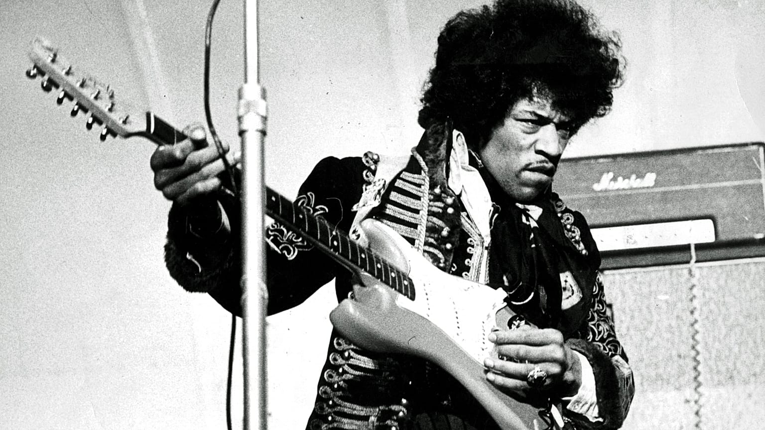American singer and guitarist Jimi Hendrix performs on stage on May 24, 1967 at Grona Lund in Stockholm, Sweden.