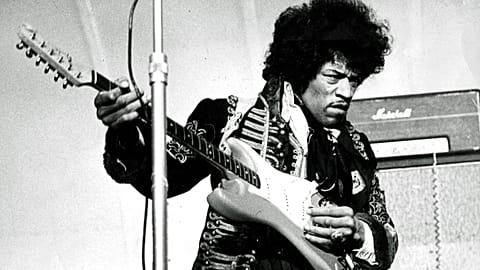 American singer and guitarist Jimi Hendrix performs on stage on May 24, 1967 at Grona Lund in Stockholm, Sweden.