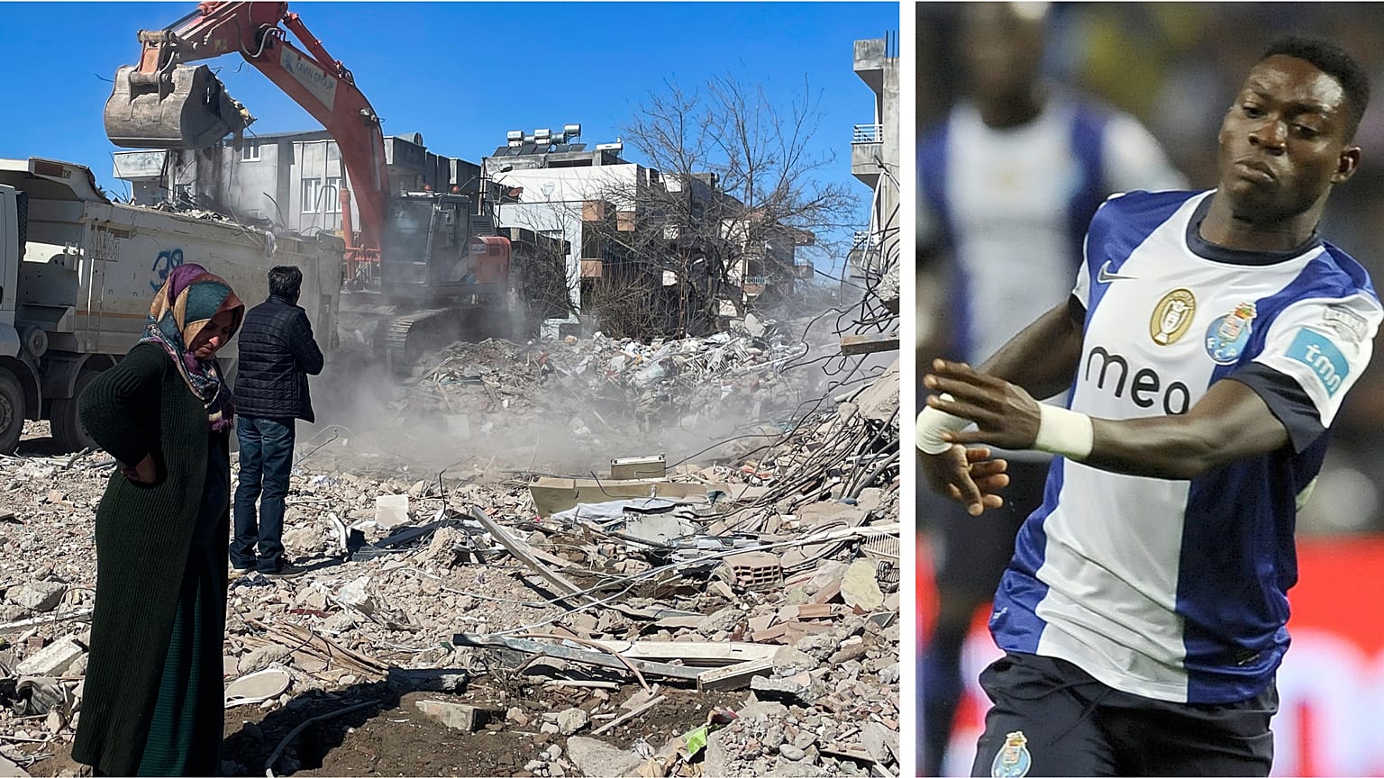 Familiares de vítimas aguardam notícias em Adiyaman, Turquia, e foto de arquivo de Atsu