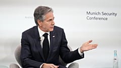 Antony Blinken amerikai külügyminiszter a konferencia egyik panelbeszélgetésén