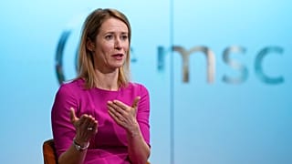 Премьер-министр Эстонии Кая Каллас выступает на Мюнхенской конференции по безопасности (19 февраля 2023 г.)