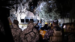 Un bâtiment détruit dans la province d'Hatay, en Turquie, lundi 20 février 2023