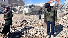 Überlebende der schweren Erdbeben von 6. Februar in Adiyaman, Türkei