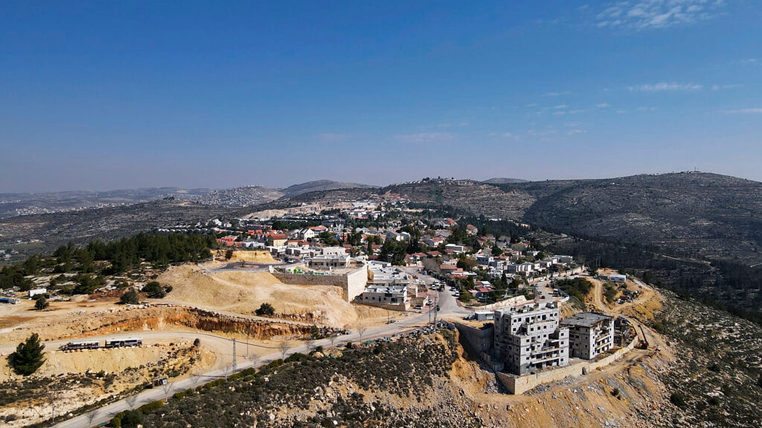 Una imagen de Cisjordania con colonias israelíes