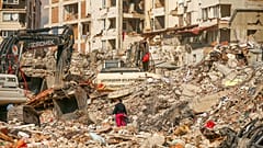 الدمار الذي خلفه الزلزال جنوب تركيا، 22 فبراير ، 2023.