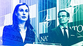 Finland's Prime Minister Sanna Marin and Sweden's Prime Minister Ulf Kristersson