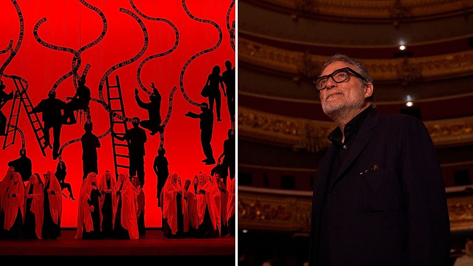 Spanish artist Jaume Plensa on set for Macbeth at Barcelona's Liceu Theatre