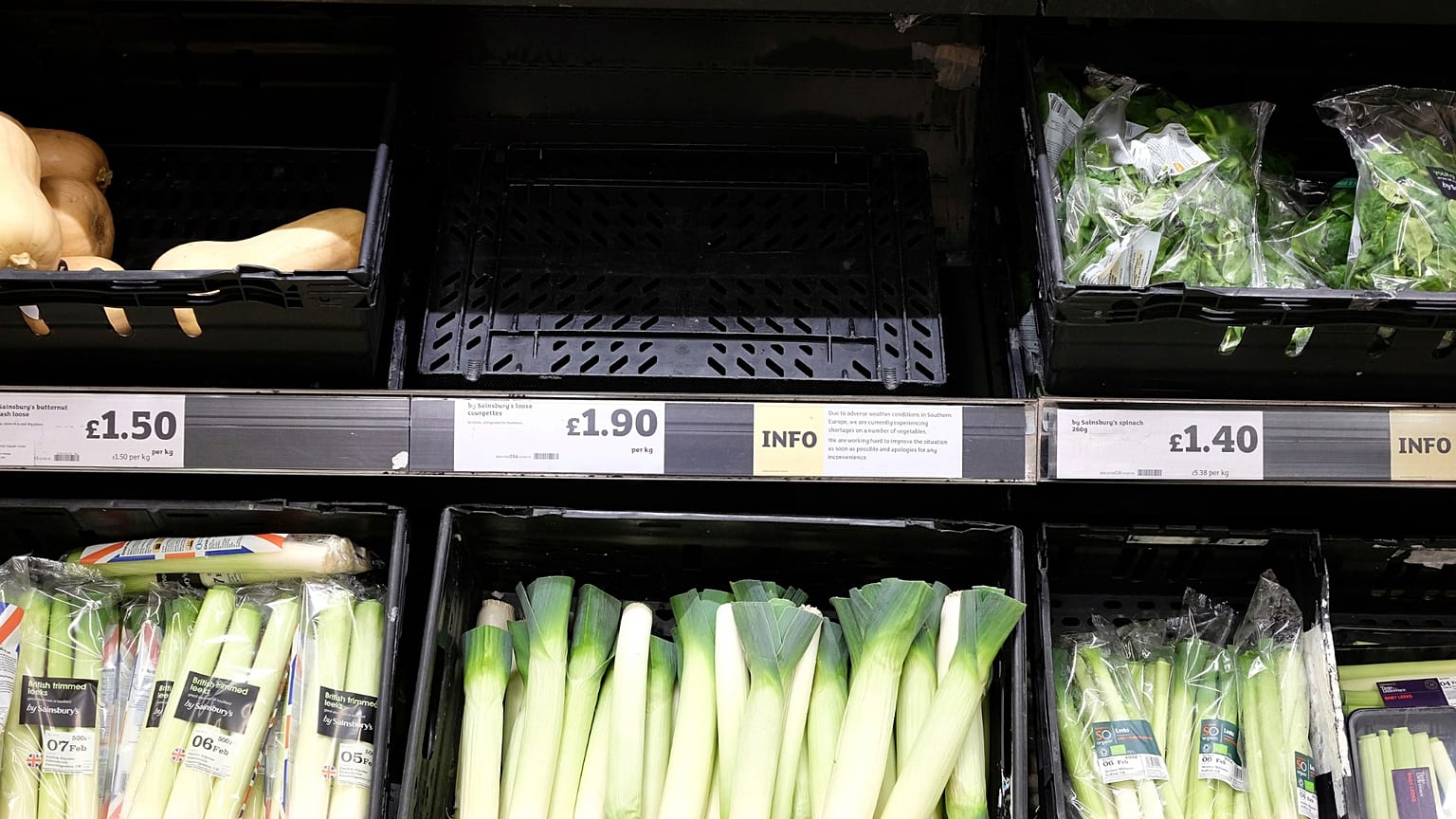 UK supermarket shelves lay bare as farmers face a ‘perfect storm’ of events.