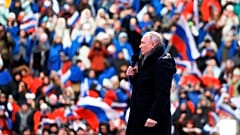Vladimir Poutine au stade Loujniki de Moscou (22/02/23)