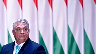 Viktor Orban am 18. Februar 2023 bei seiner Rede zum Lage der Nation in Budapest. Für die Verlängerung der Sanktionen gegen Russland stellt er Bedingungen.