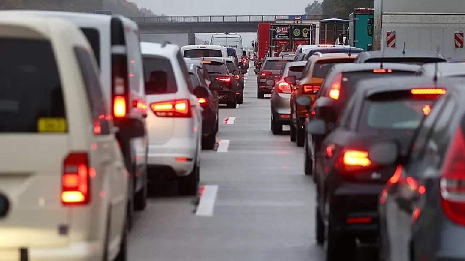A traffic jam near Frankfurt, Germany.   -  