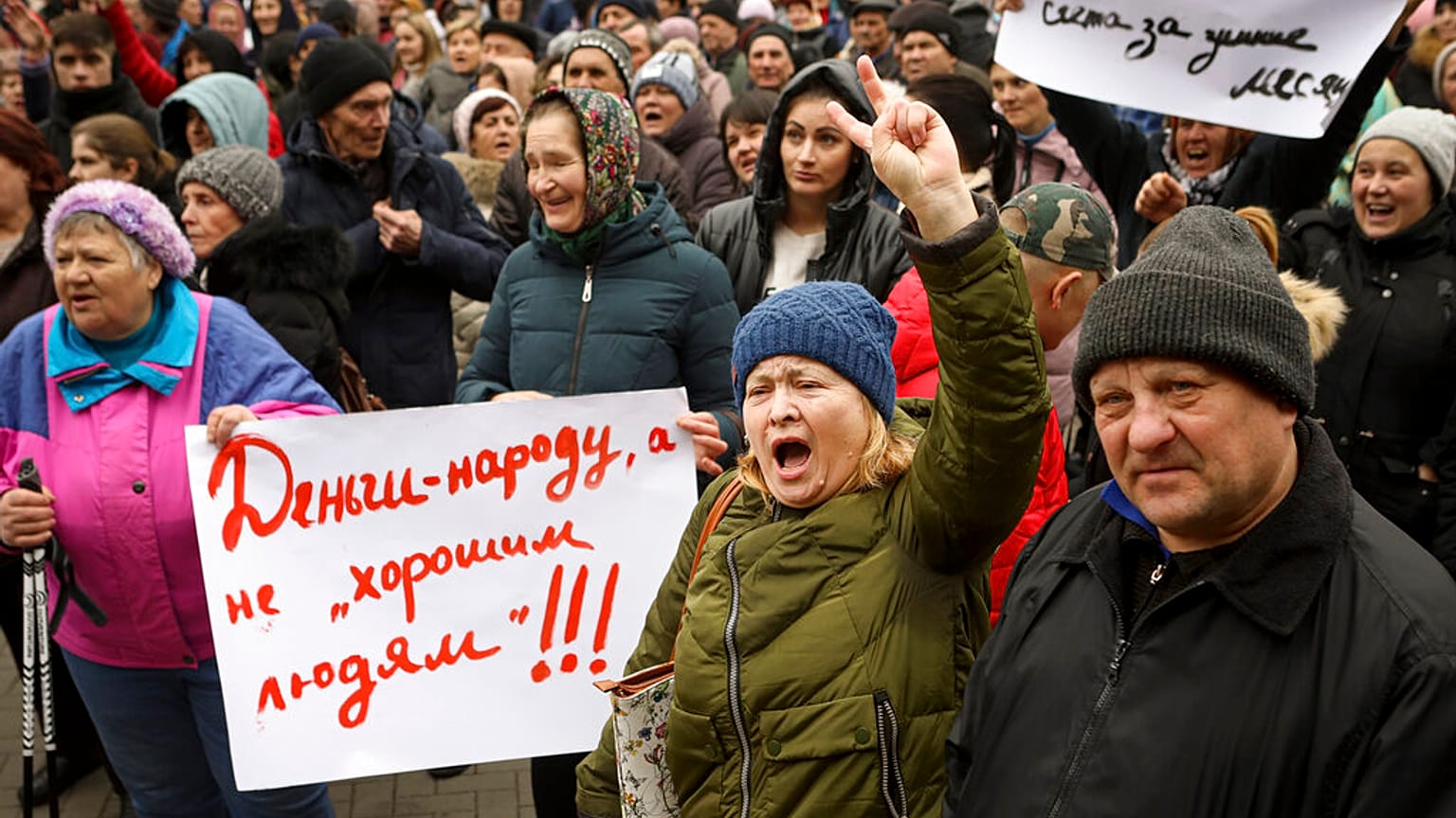 Protest in der moldauischen Stadt Chisinau gegen die prowestliche Regierung und den niedrigen Lebensstandard (19.02.2023)