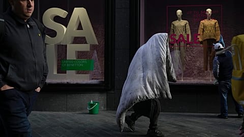 A homeless man in the UK, which like many countries is going through a cost of living crisis