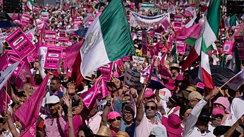 A huge crowd of protesters descended on Mexico City Zocalo squre on Sunday amid controversial electoral law reforms