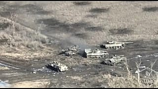 صورة من الفيديو الذي نشرته وزارة الدفاع الأوكرانية لمدرعات روسية على مشارف فوليدار 
