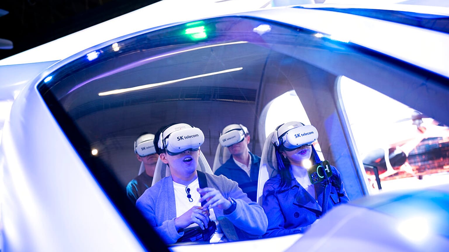 Un simulateur de vol au Mobile World Congress de Barcelone (27/02/2023)