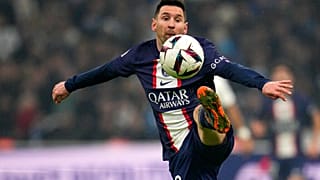 ليونيل ميسي خلال مباراة كرة القدم في الدوري الفرنسي الأول بين مرسيليا وباريس سان جيرمان في ملعب فيلودروم في مرسيليا، جنوب فرنسا، 26 فبراير 2023