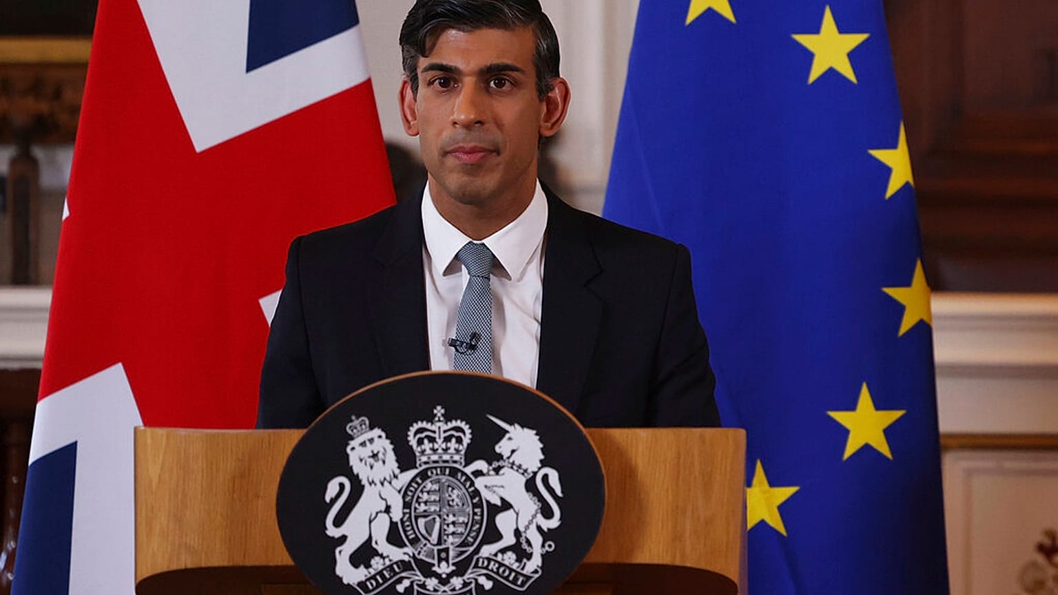 Britain's Prime Minister Rishi Sunak holds a joint press conference with EU Commission President Ursula von der Leyen at Windsor Guildhall, Windsor, England, Feb 27, 2023