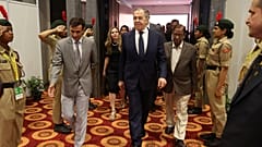 Russlands Außenminister Sergej Lawrow beim Besich einer Ausstellung in Neu-Delhi, kurz vor dem Beginn des Außenminister-Treffens der G20