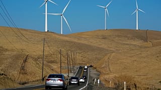 Wind turbines in Livermore, California, 10 August 2022.