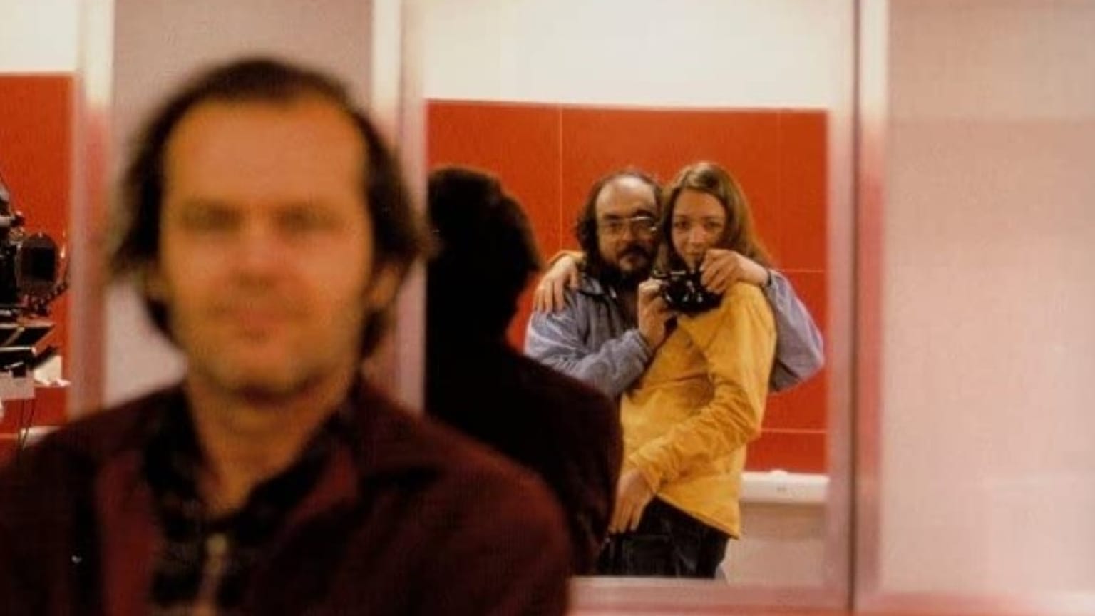 Stanley Kubrick snaps an image of him and Vivian Kubrick on the set of 'The Shining'