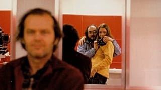 Stanley Kubrick snaps an image of him and Vivian Kubrick on the set of 'The Shining'