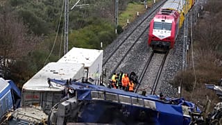 Aftermath of Greek train crash.