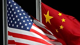 The US and Chinese flag, side by side.