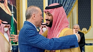 رجب طیب اردوغان، رئیس جمهور ترکیه در دیدار با محمد بن سلمان، ولیعهد عربستان سعودی